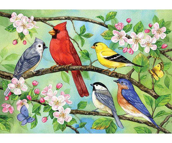 jigsaw puzzle with birds and cardinals