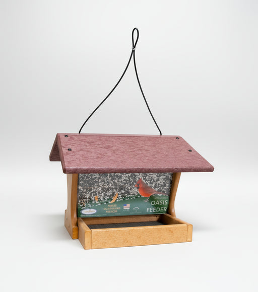 Oasis Recycled Bird Feeder - Tan with Cherrywood roof