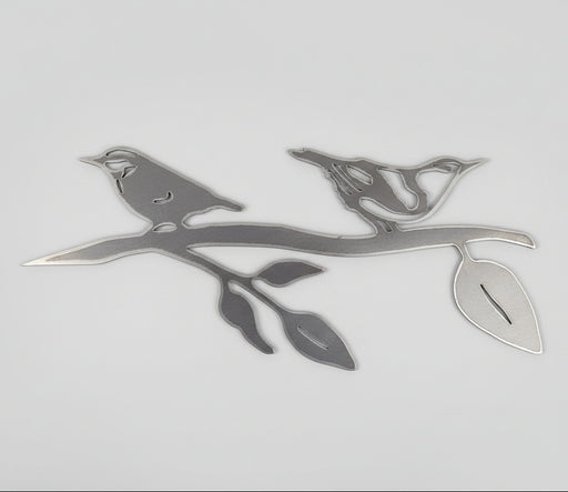 Nuthatches Tree Stake - Raw Steel