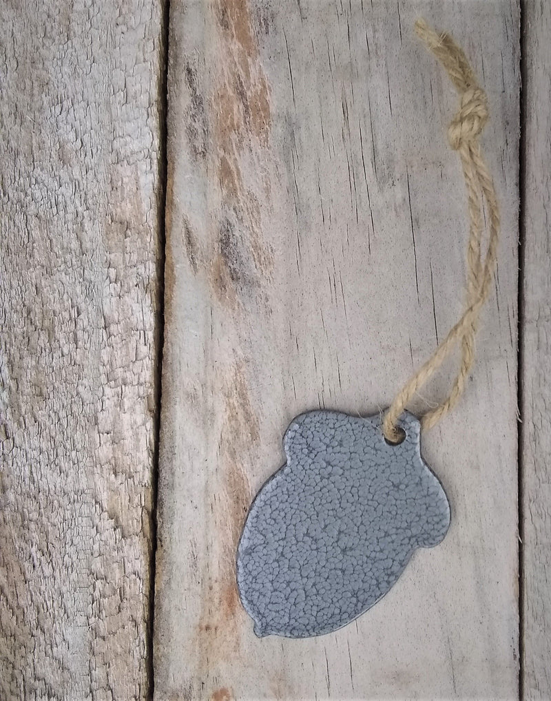 Red Oak Acorn Ornament - Glossy Silver Vein