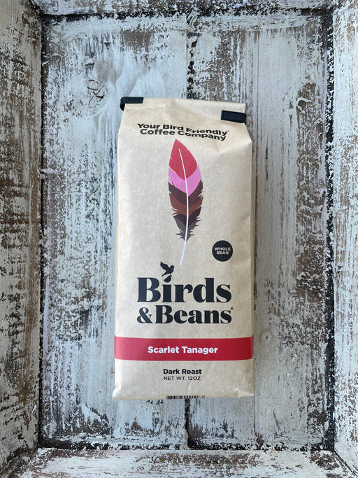 Bird Friendly Fair Trade Organic Whole Bean Coffee in Scarlet Tanager Dark Roast 12 oz
