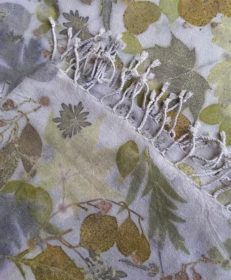 Silk Noil Shawl - NoDye - Sumac/Grevillea/Scented Geranium/Eucalyptus/Cranes Bill/Maple/Smoke Bush/Baptista