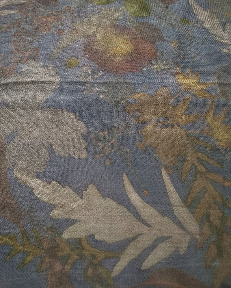 Silk/Wool Blend Scarf - Logwood texture and detail