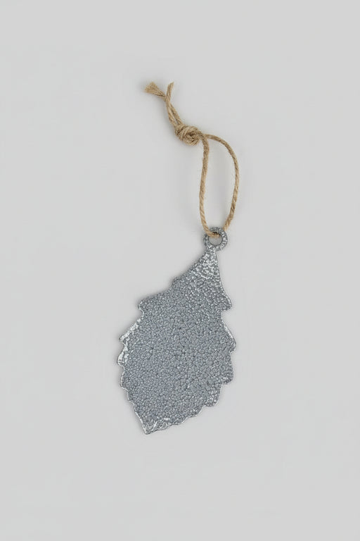 Swamp White Oak Leaf Ornament - Glossy Silver Vein