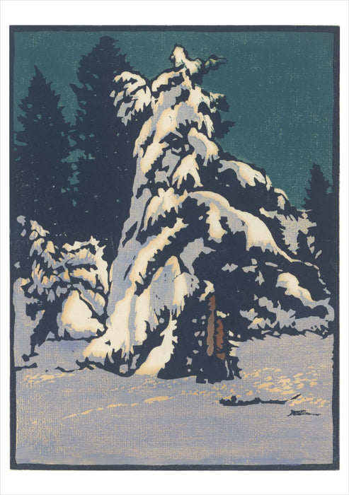 William S. Rice: Winter's Peace Holiday Card Assortment - Cedar in Snow, c. 1925 