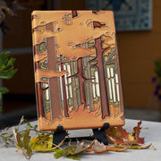 6x8 Autumn Woodland tile on easel