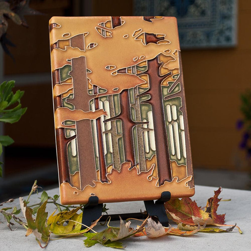 6x8 Autumn Woodland tile on easel
