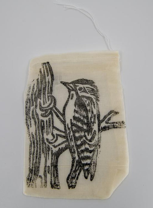 downy woodpecker cotton pouch