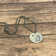 Barn Owl - Circular Pendant in Silver Color