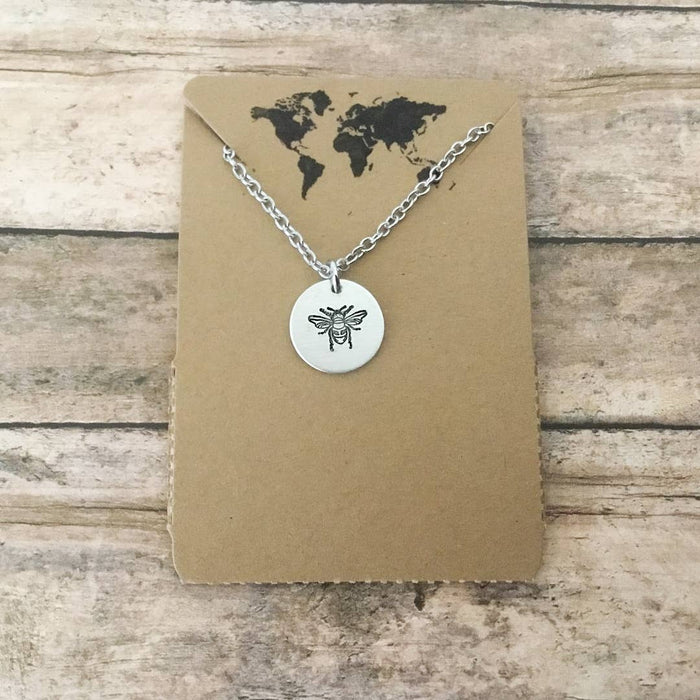 Bee small circular charm necklace 