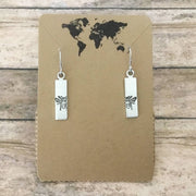 Bee - small rectangular earrings in silver color