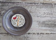 Nature Ceramic Soap Dish - Cardinal on Ivory Background