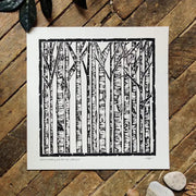 Birch Stand Linoprint