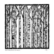 Birch Stand Linoprint