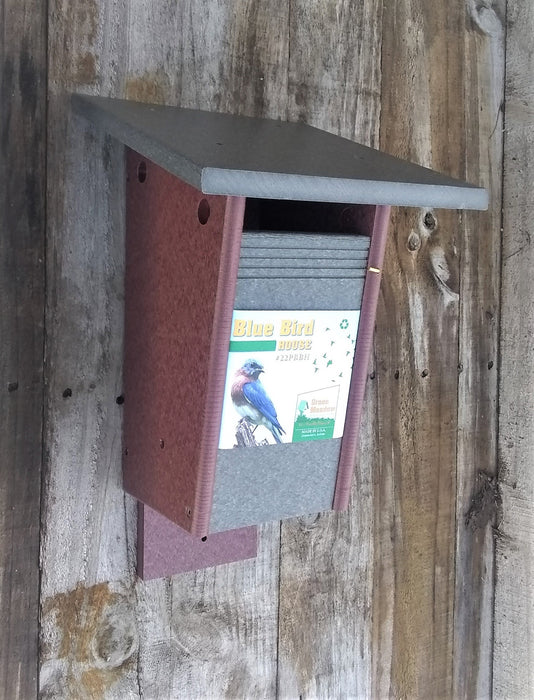 Sparrow Resistant Bluebird House - Gray/Cherrywood