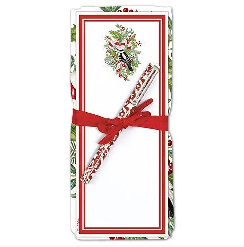 Candy Cane Woodpecker Flour Sack Towel & Magnetic Note Pad Set