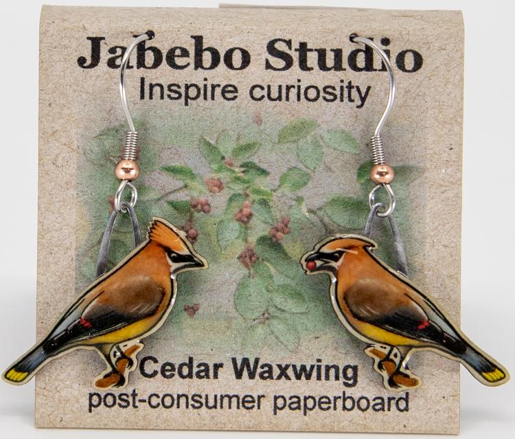 Cedar waxwing earrings