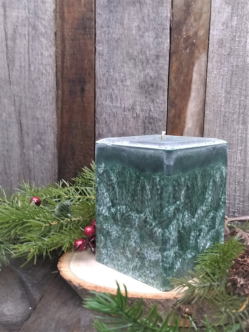 Palm Wax Square Pillar Candle - Cedar