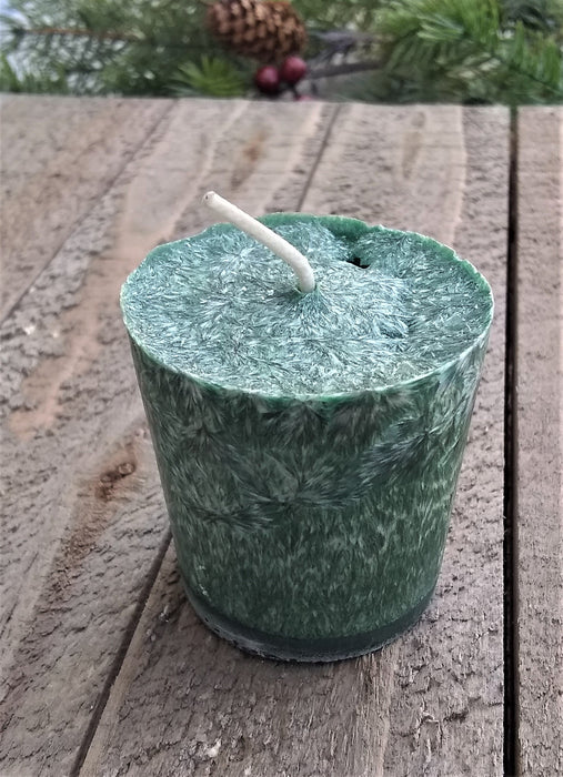 Palm Wax Round Votive Candles - Set of 5 - Cedar Closeup