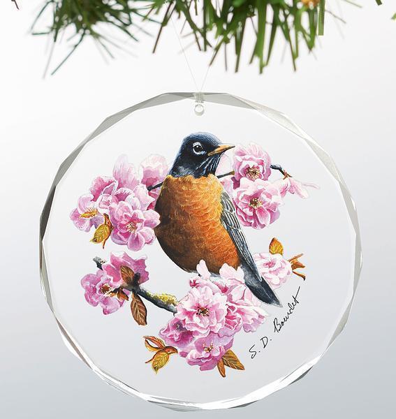 Country Garden - Robin Round Glass Ornament
