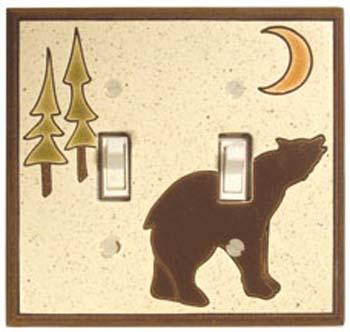 brown bear double light switch cover