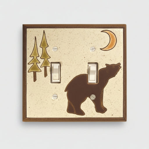 brown bear double light switch cover