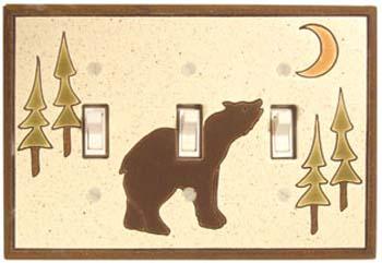 brown bear triple light switch cover