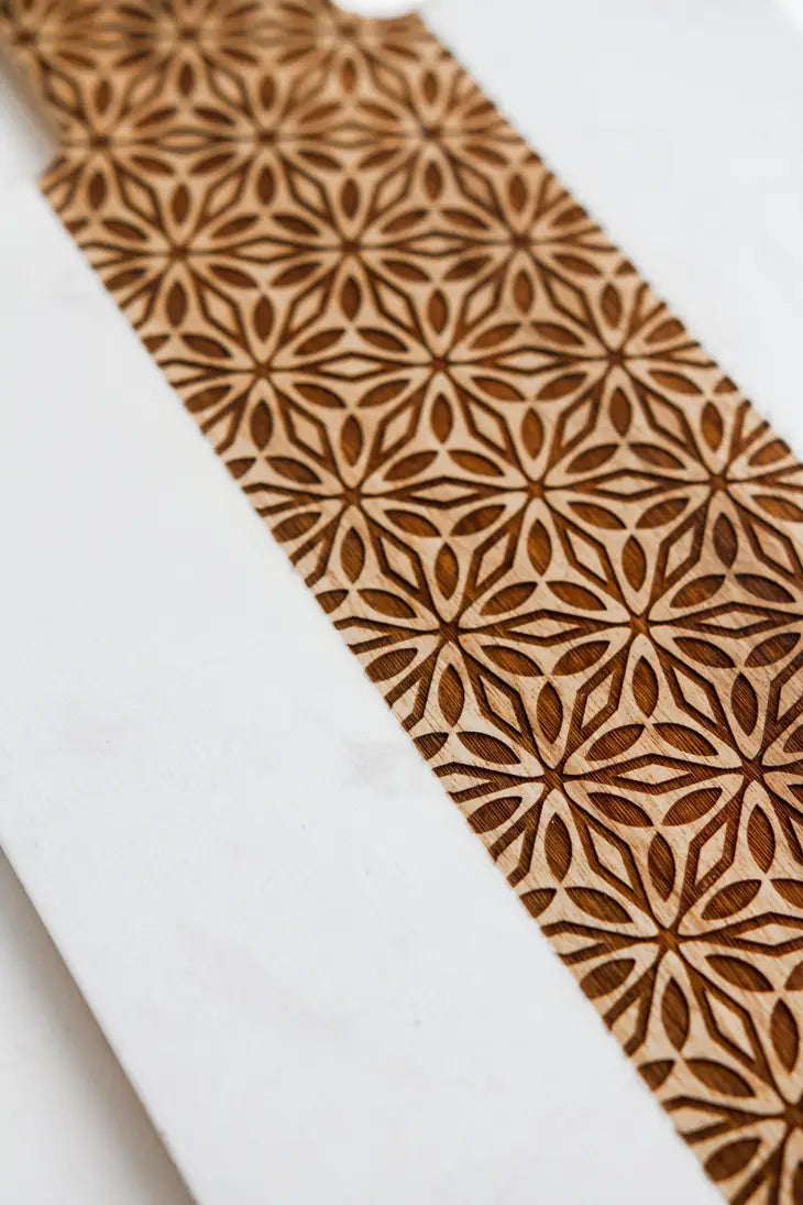 Serving Tray + Cutting Board - Marble and Acacia Wood -available pattern