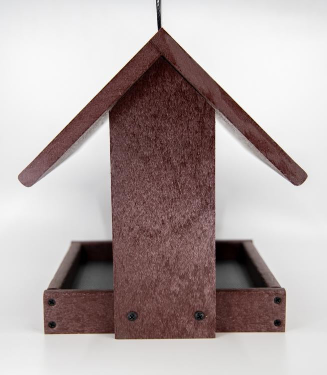 side view diner Amish bird feeder in cherry wood