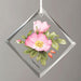Double Pink Roses Diamond-Shape Glass Ornament
