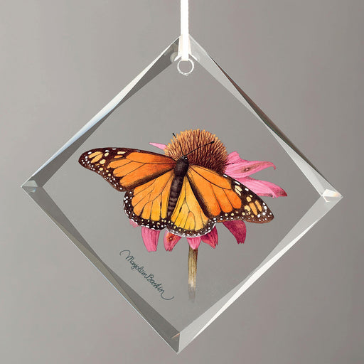 Monarch On Echinacea Diamond-Shaped Glass Ornament