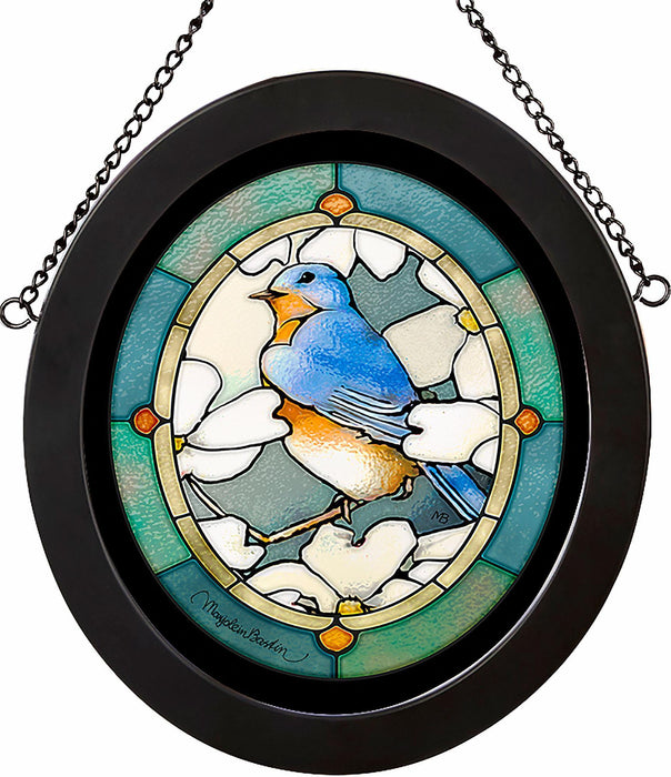 Dogwood Dreamer - Bluebird Stained Glass Art