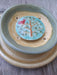 Nature Ceramic Double Soap Dish - Cardinal on Blue Background - close up side view