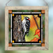 downy woodpecker stained glass art