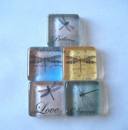 Glass Magnets - Dragonfly Tile - Set of 5