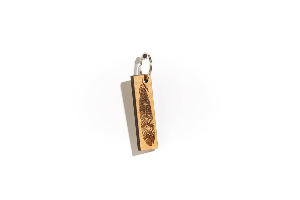 Wooden Keychain - Feather