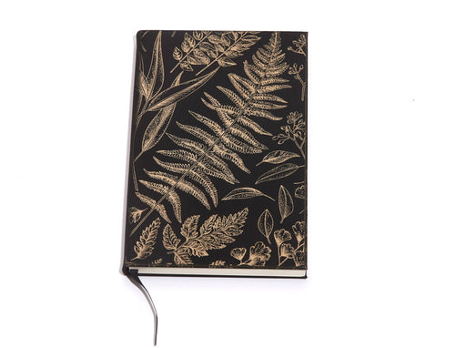 Journal - Gold Ferns - Black Faux Leather