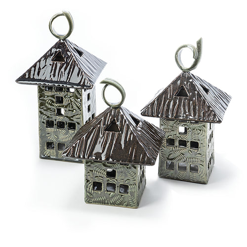 Square Lantern with Fern Design - Jarvis Speckled Green