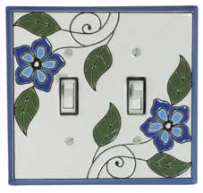 Blue Blossom double light switch plate cover