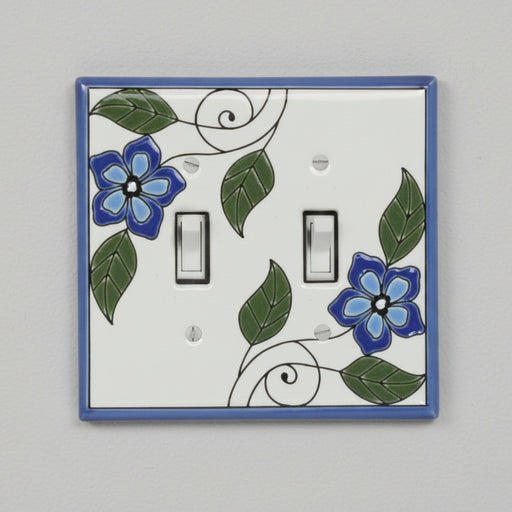 Blue Blossom double light switch plate cover