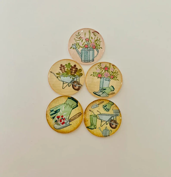 Glass Magnets- Garden Theme - Set of 5