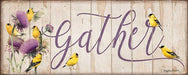 Gather wood sign with Goldfinches 12" x 30" 