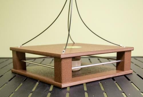 recycled blue bird feeder