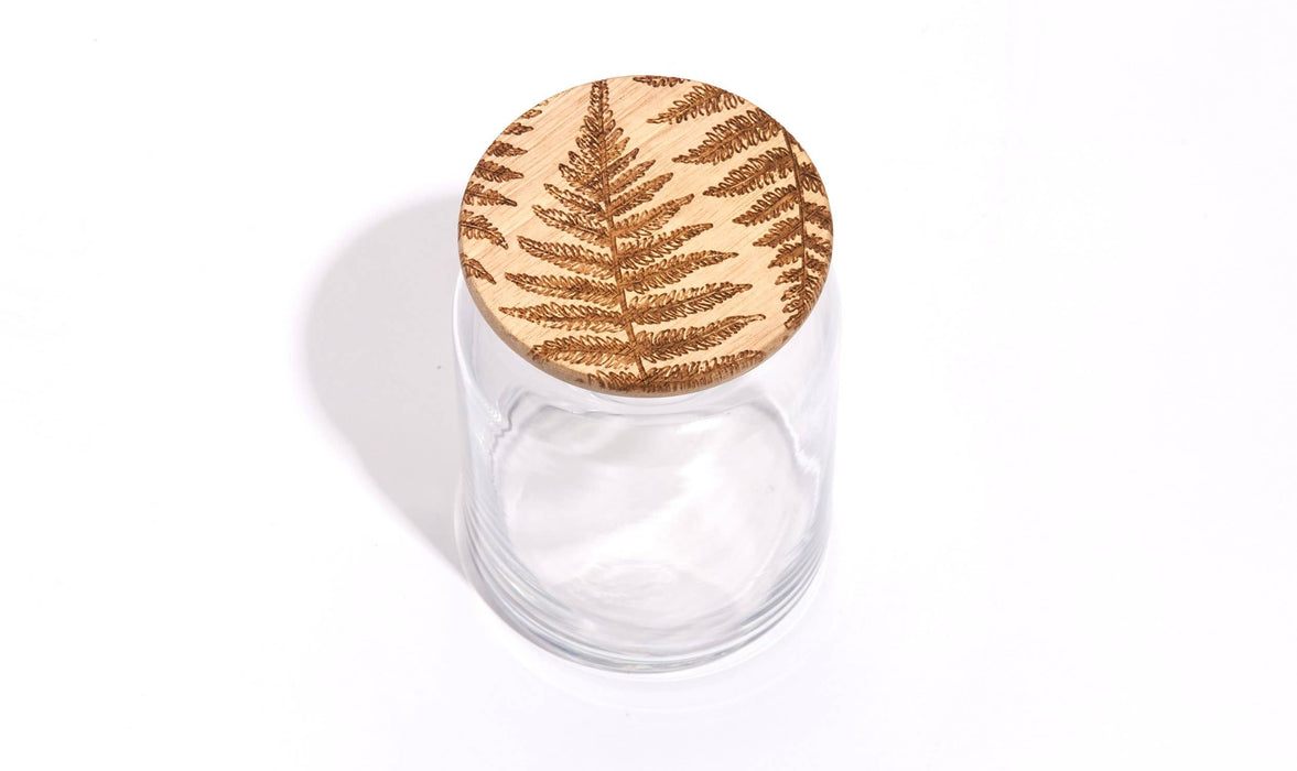 Glass Jar with Wooden Lid - Ferns