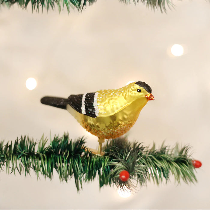 Goldfinch Ornament in a Christmas Tree