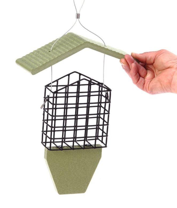 Green Solutions Tail Prop Suet Feeder with lid lifted