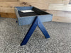 Ground Platform Feeder - Recycled Plastic Gray with Navy Legs side view