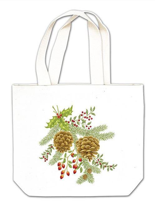 Holiday Pinecones Gift Tote