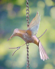 Hummingbird & Bells Flamed Hanging Ornament - detail close-up