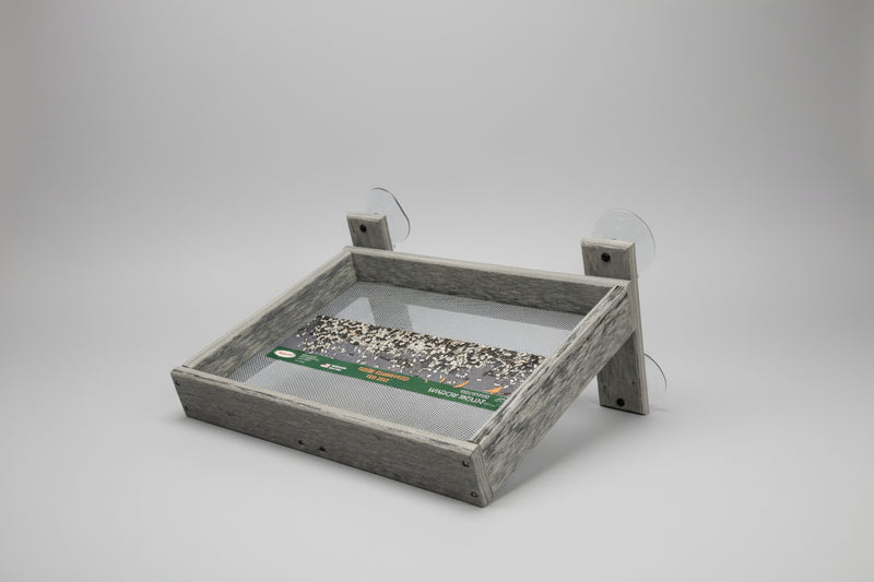 Large Window Mount Tray Feeder - marble grey